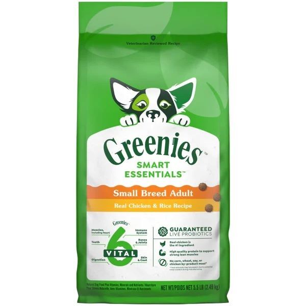 Greenies Smart Essentials Small Breed Adult Protein Real Chicken & Rice Dog Food, 5.5-Lb