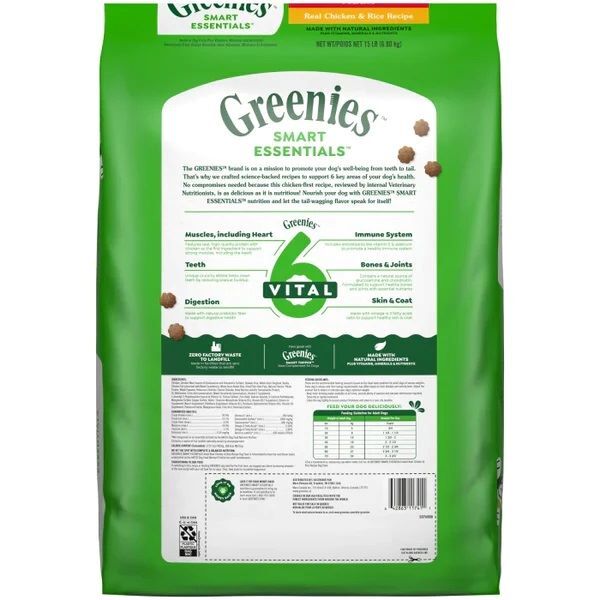 Greenies Smart Essentials Adult High Protein Real Chicken & Rice Recipe Dog Food, 15-Lb