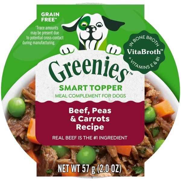Greenies Smart Topper Wet Mix-In, Beef, Peas & Carrots Recipe Dog Food, 2-Oz