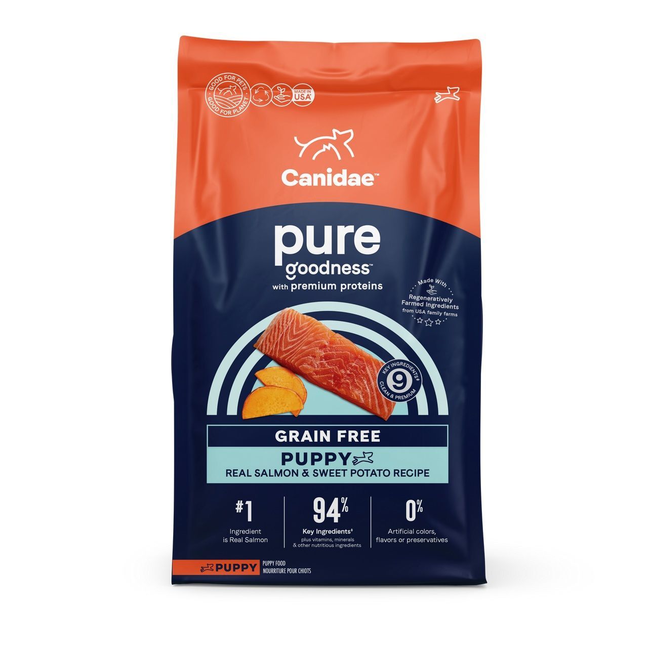 Canidae Pure Farm To Bowl Puppy Wild-Caught Salmon & Sweet Potato Recipe Dog Food, 22-Lb