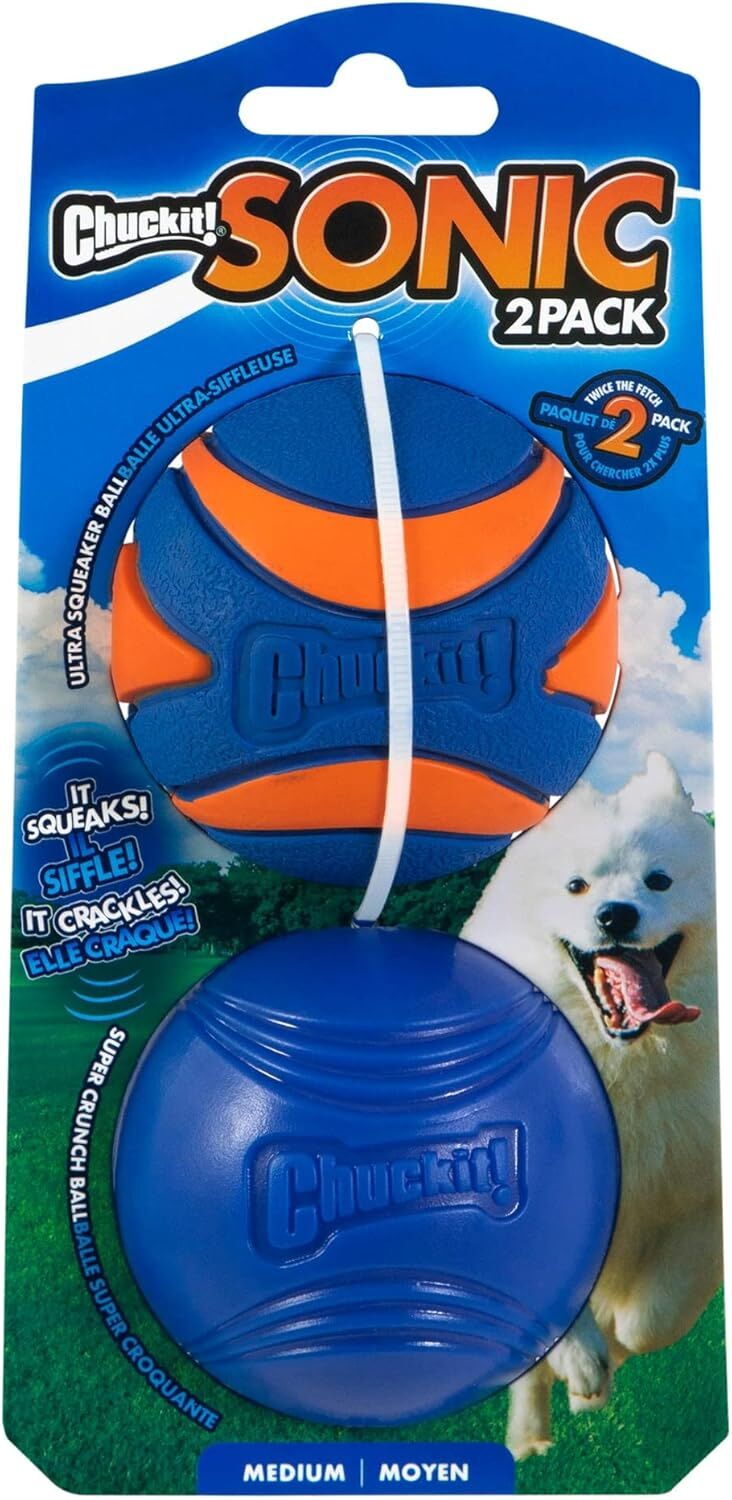 Chuckit! Sonic Dog Ball, Medium, 2-Pk