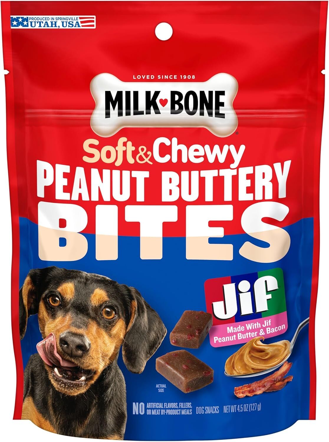 Milk Bone Peanut Buttery Bites Made With Jif Peanut Butter, 4.5-Oz