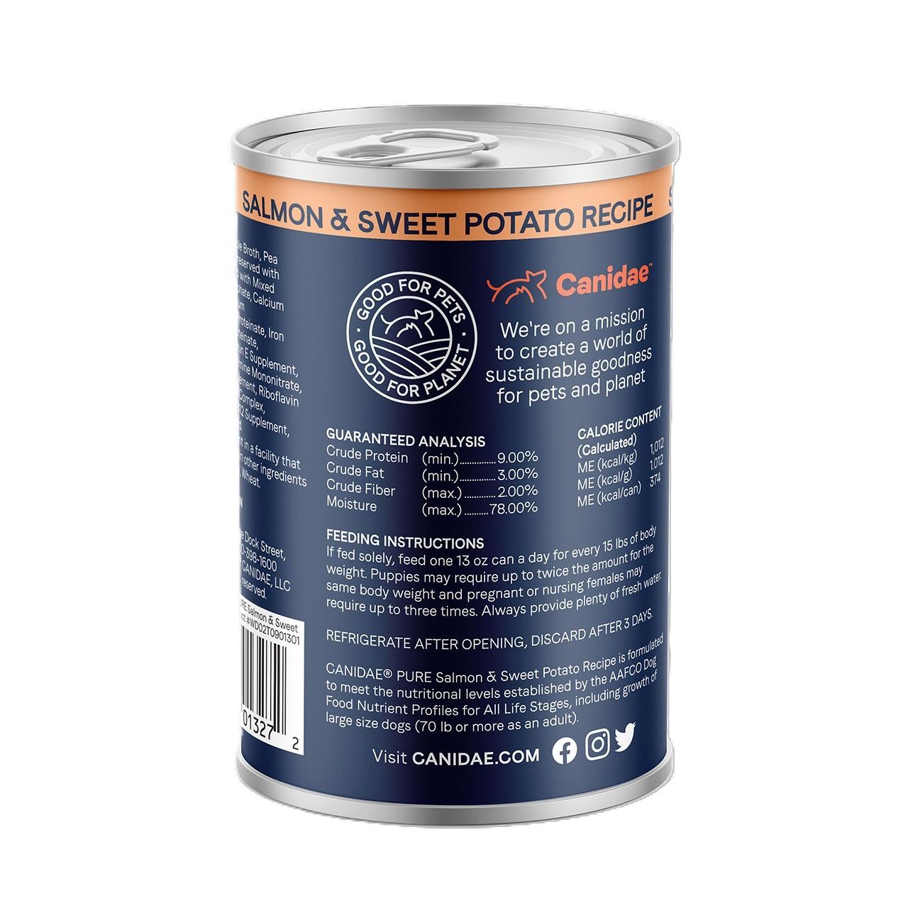 Canidae PURE Grain Free Salmon and Sweet Potato Recipe Dog Food, 13-Oz