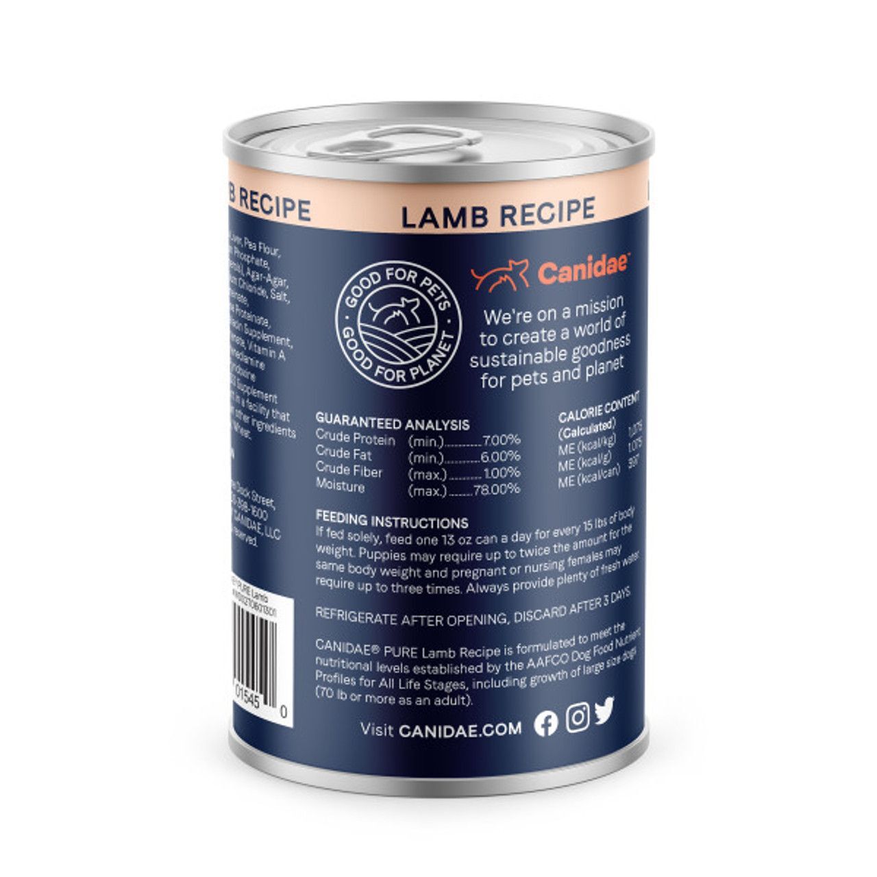 Canidae Pure Lamb Recipe Wet Dog Food, 13-Oz
