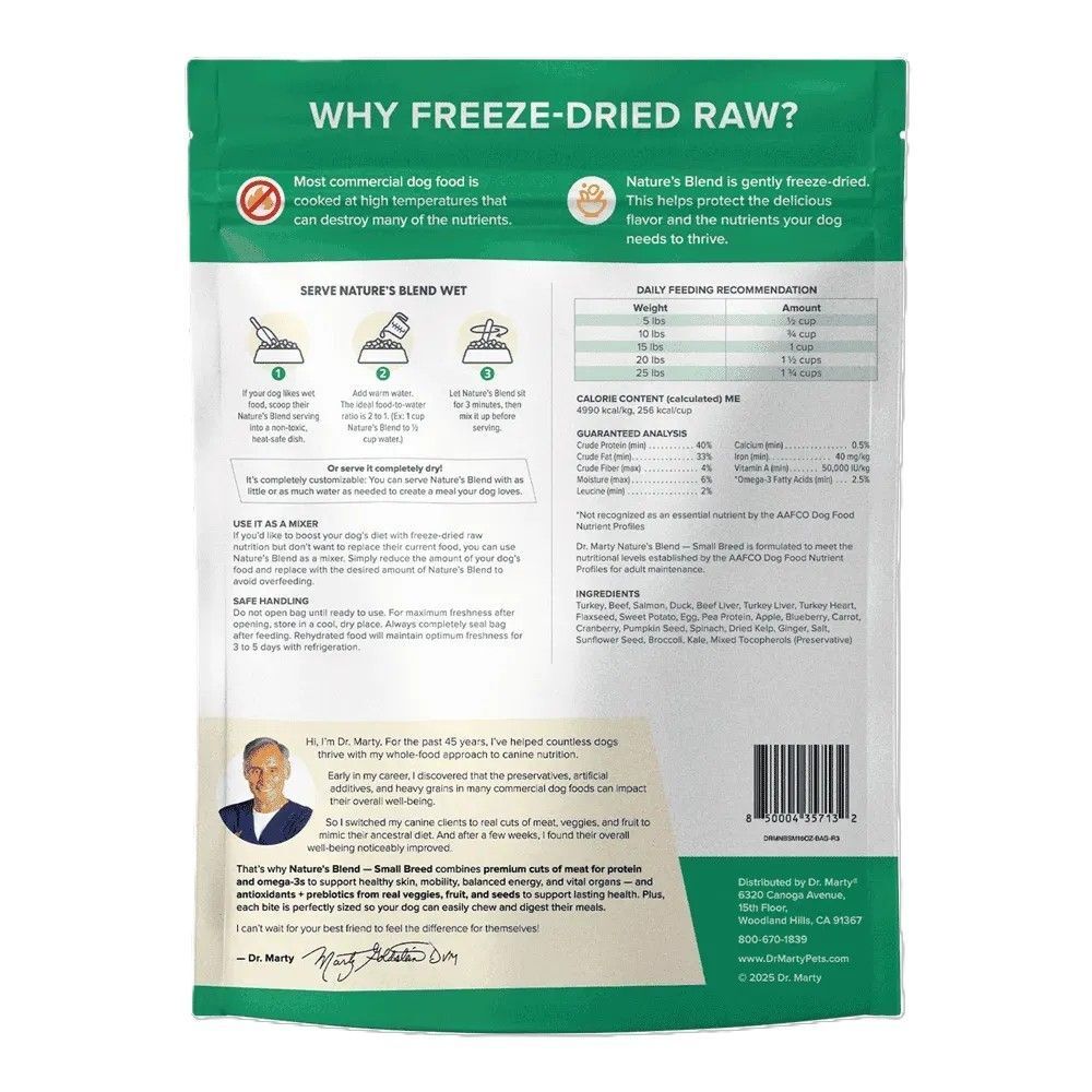 Dr. Marty Nature’s Blend Small Breed Premium Freeze-Dried Raw Dog Food, 16-Oz