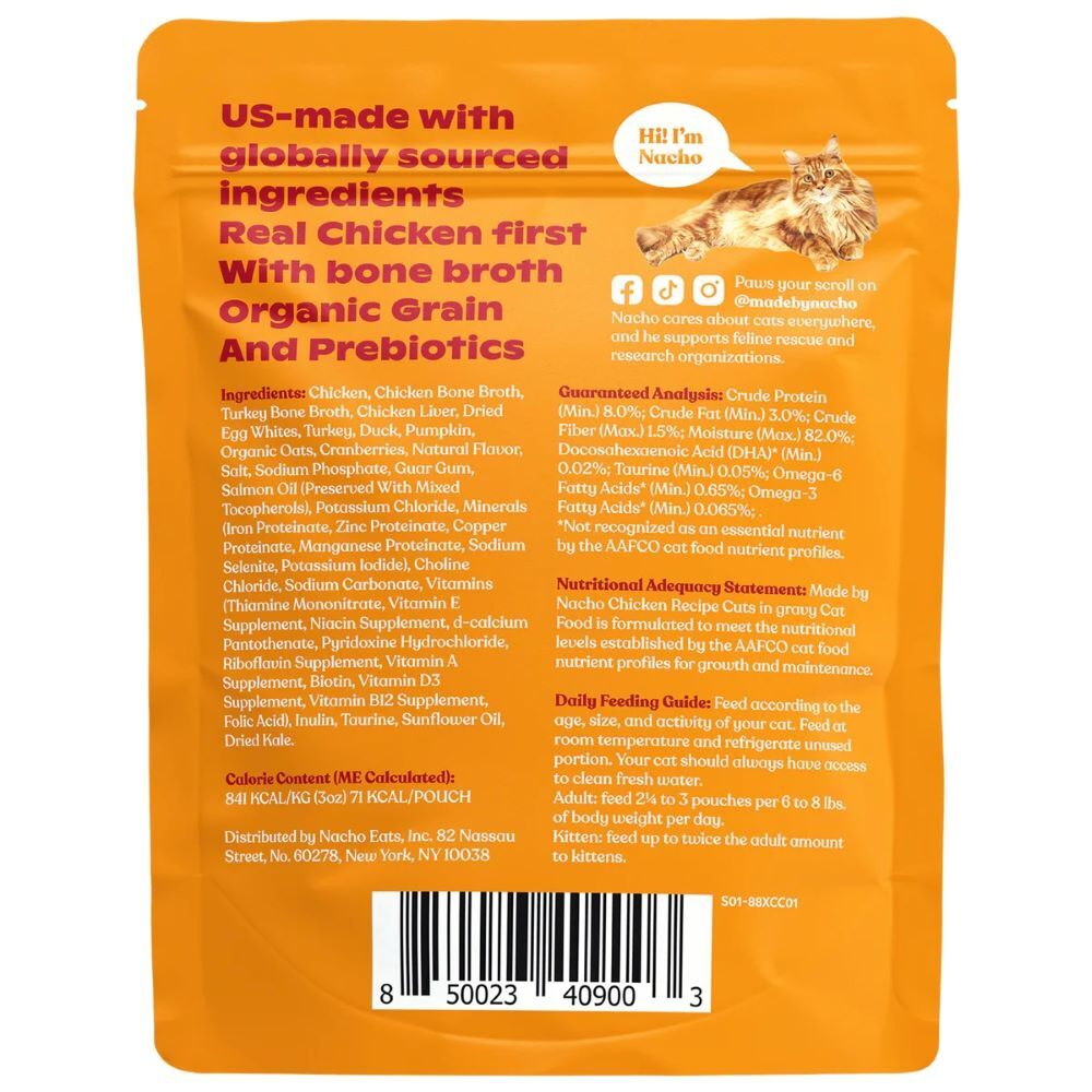 Made By Nacho Chicken Cuts in Gravy Cat Food, 3-Oz