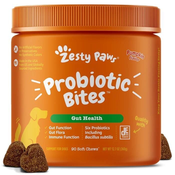 Zesty Paws Probiotics Pumpkin Bits for Dogs, 90-Ct