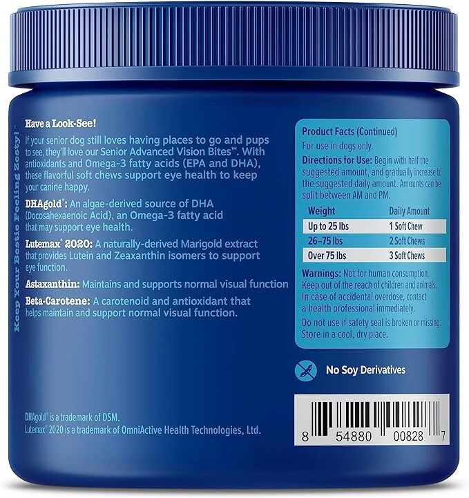 Zesty Paws Senior Advanced Vision Bites For Senior Dogs, 90-Ct