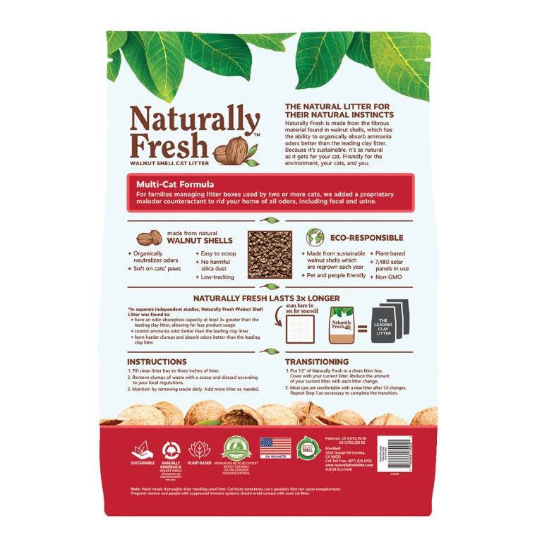 Naturally Fresh Walnut Shell Cat Litter Multi-Cat Formula, 14-Lb