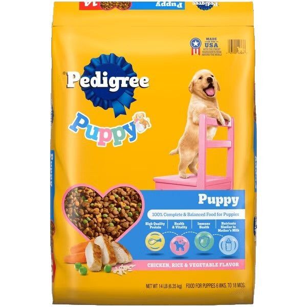 PEDIGREE Puppy Growth & Protection Dry Dog Food Chicken & Vegetable Flavor Dog Food, 14-Lb