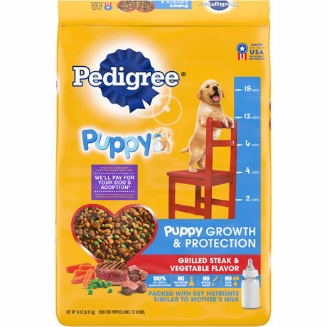 PEDIGREE Puppy Growth & Protection Steak & Vegetable Dog Food, 14-Lb