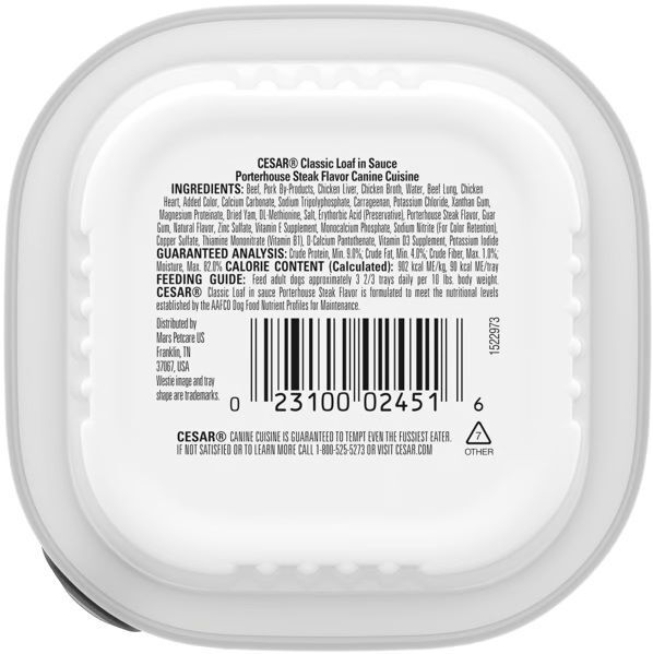 Cesar Classic Loaf in Sauce Porterhouse Steak Wet Dog Food, 3.5-Oz
