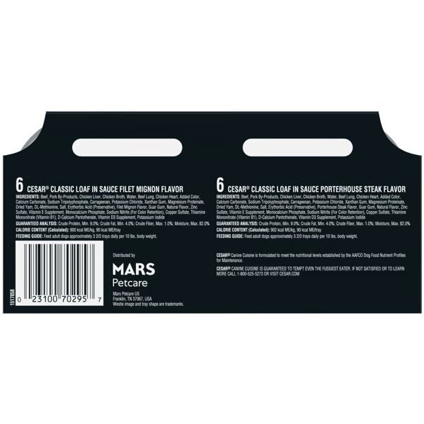 Cesar Variety Pack Filet Mignon & Porterhouse Steak Flavor Wet Dog Food, 3.5-Oz, 12-Pk