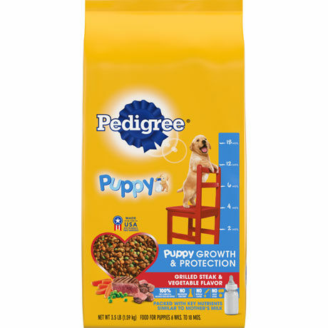 PEDIGREE Puppy Growth & Protection Steak & Vegetable Dog Food, 3.5-Lb