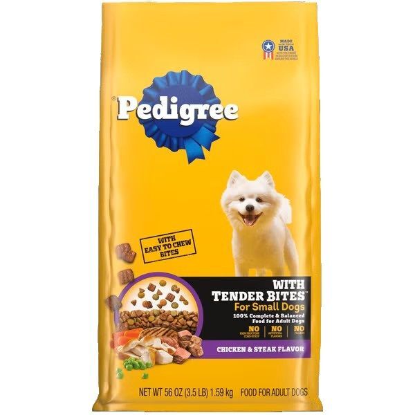 PEDIGREE with TENDER BITES for Adult Small Dogs Chicken & Steak Flavor Dog Food, 3.5-Lb