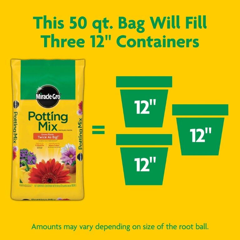 Miracle-Gro Potting Mix, for Container Plants, 50 qt.