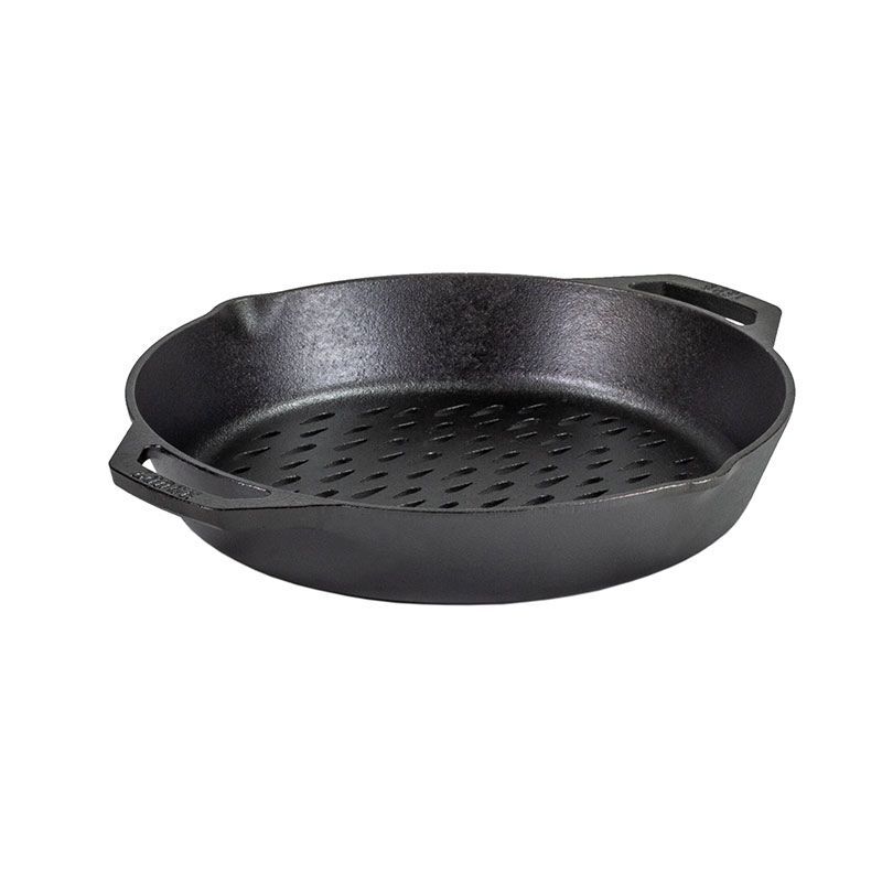 Lodge Seasoned Cast Iron Dual Handle Grilling Basket, 12-In