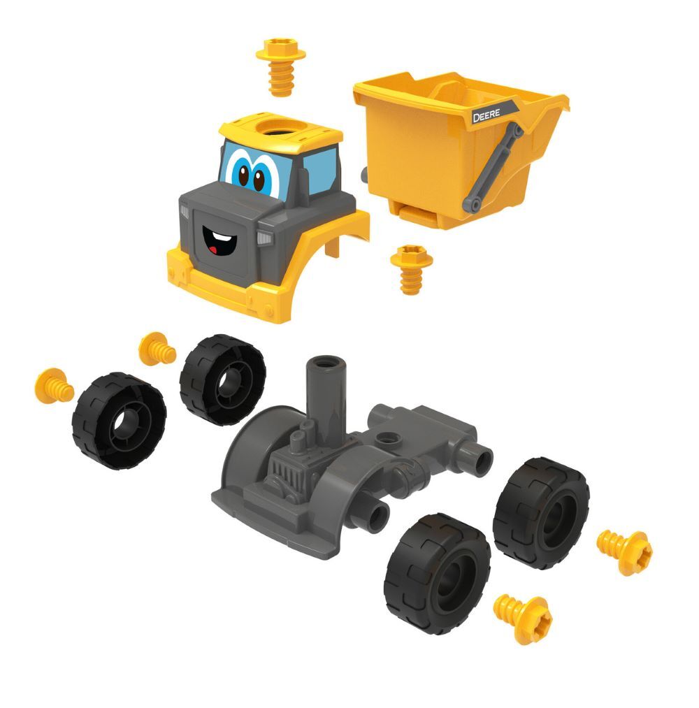 Tomy John Deere Build-A-Buddy Yellow Dump Truck with Drill, 2-In-1 Toy Set