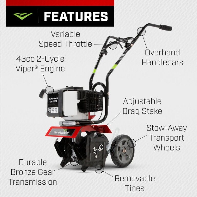 Earthquake MC43 43cc Gas Cultivator, 10 in.