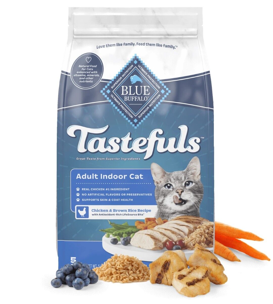 Blue Buffalo Tastefuls Chicken And Brown Rice Recipe Adult Indoor Cat Food, 15 lb.
