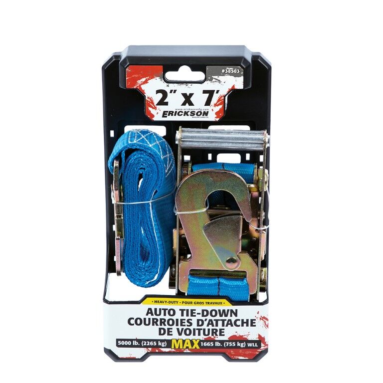 Erickson Car Tie-Down, 5000 lbs., Blue, 2 in. x 7 ft.