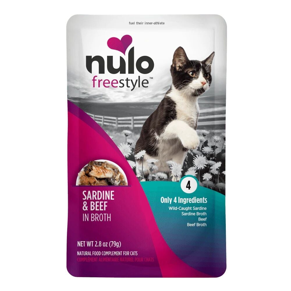 Nulo FreeStyle Meaty Pouches Sardine & Beef In Broth Recipe Cat Food, 2.8 oz.