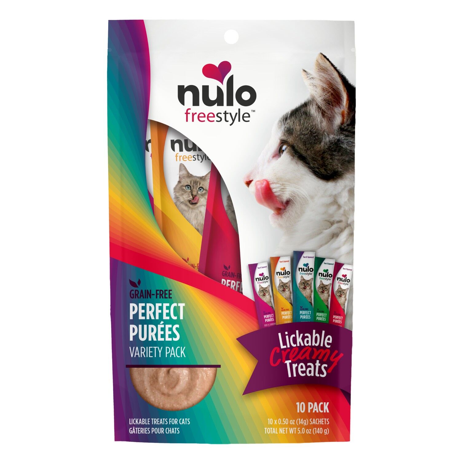 Nulo FreeStyle Perfect Purées Variety Pack Cat Treats, 0.5 oz., 10 Pack