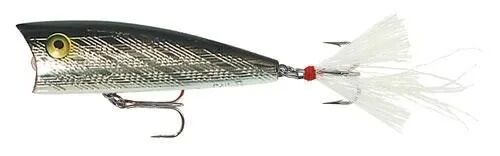 Rebel Lures Teeny Pop-R Silver/Black Lure, 2 in.