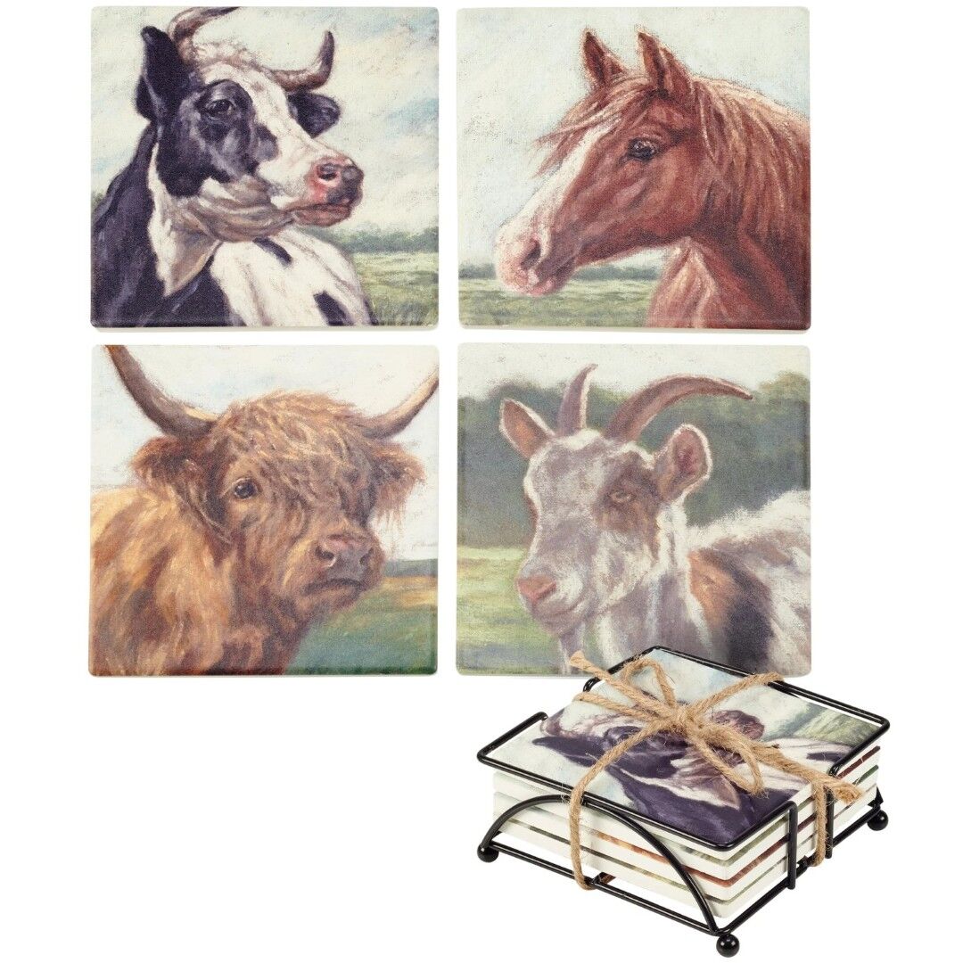 Primitives By Kathy Farm Friends Coaster Set, 4-Pk