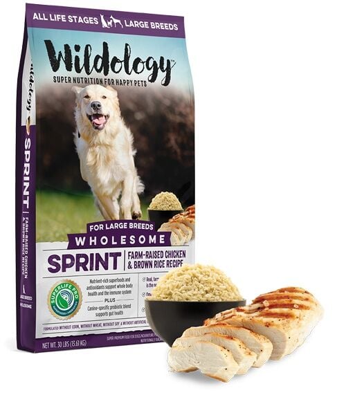 Wildology Sprint Farm-Raised Chicken & Brown Rice Recipe Dog Food, 30 lb.