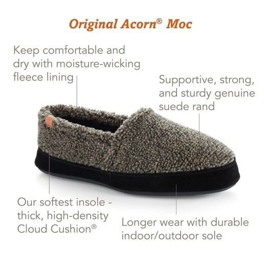 Acorn Men's Moc Slippers With Cloud Cushion Comfort in Black