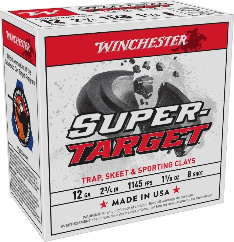 Winchester Super Target 12 Gauge 2 3/4" #8 Shot, 1 1/8-Oz, 25-Rd