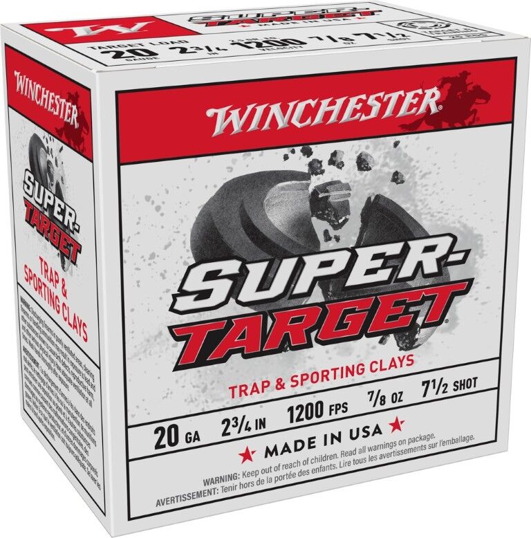 Winchester Super Target 20 Gauge 2 3/4" #7.5 Shot, 7/8-Oz, 25-Rd