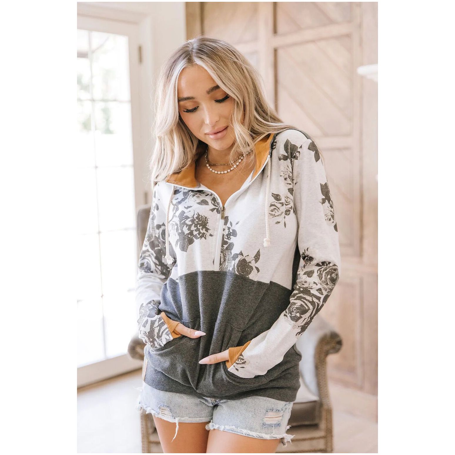 Women's HalfZip Sweatshirt in Midnight Citrus - Hoodies Women's HalfZip Sweatshirt in Midnight Citrus - Hoodies