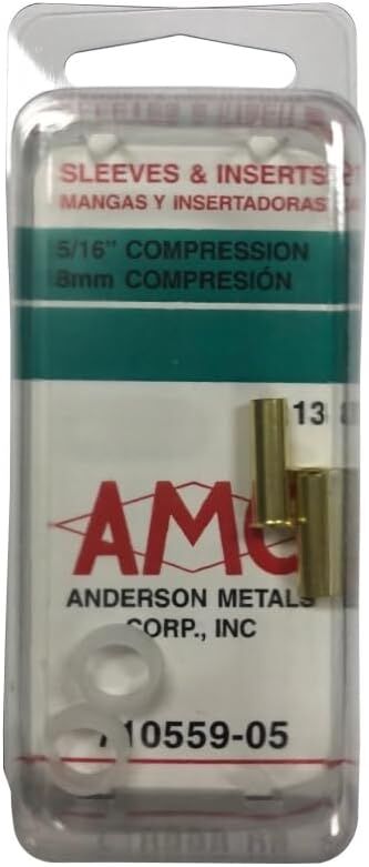 Anderson Metals Brass Compression Stiffener And Sleeve, 5/16-In, 2-Pk