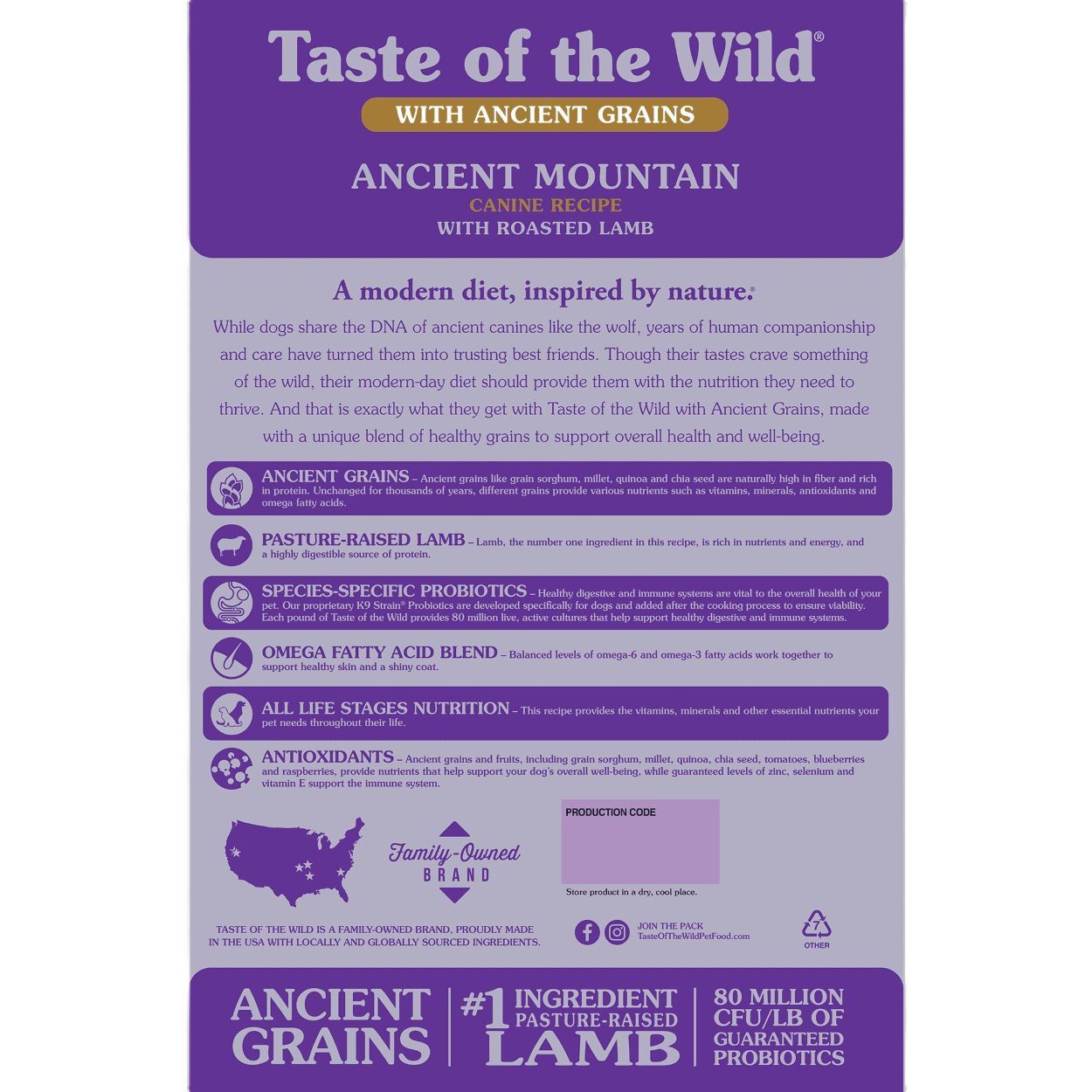 Taste of the Wild Ancient Mountain Canine Recipe with Roasted Lamb Dog Food, 5-Lb