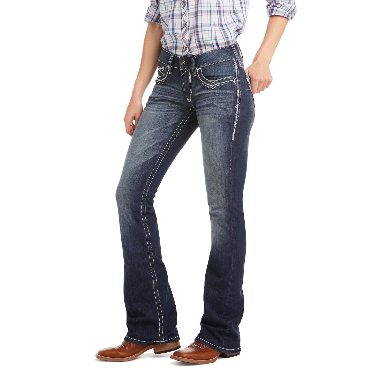 Ariat Women's R.E.A.L. Mid Rise Stretch Entwined Bootcut Jean
