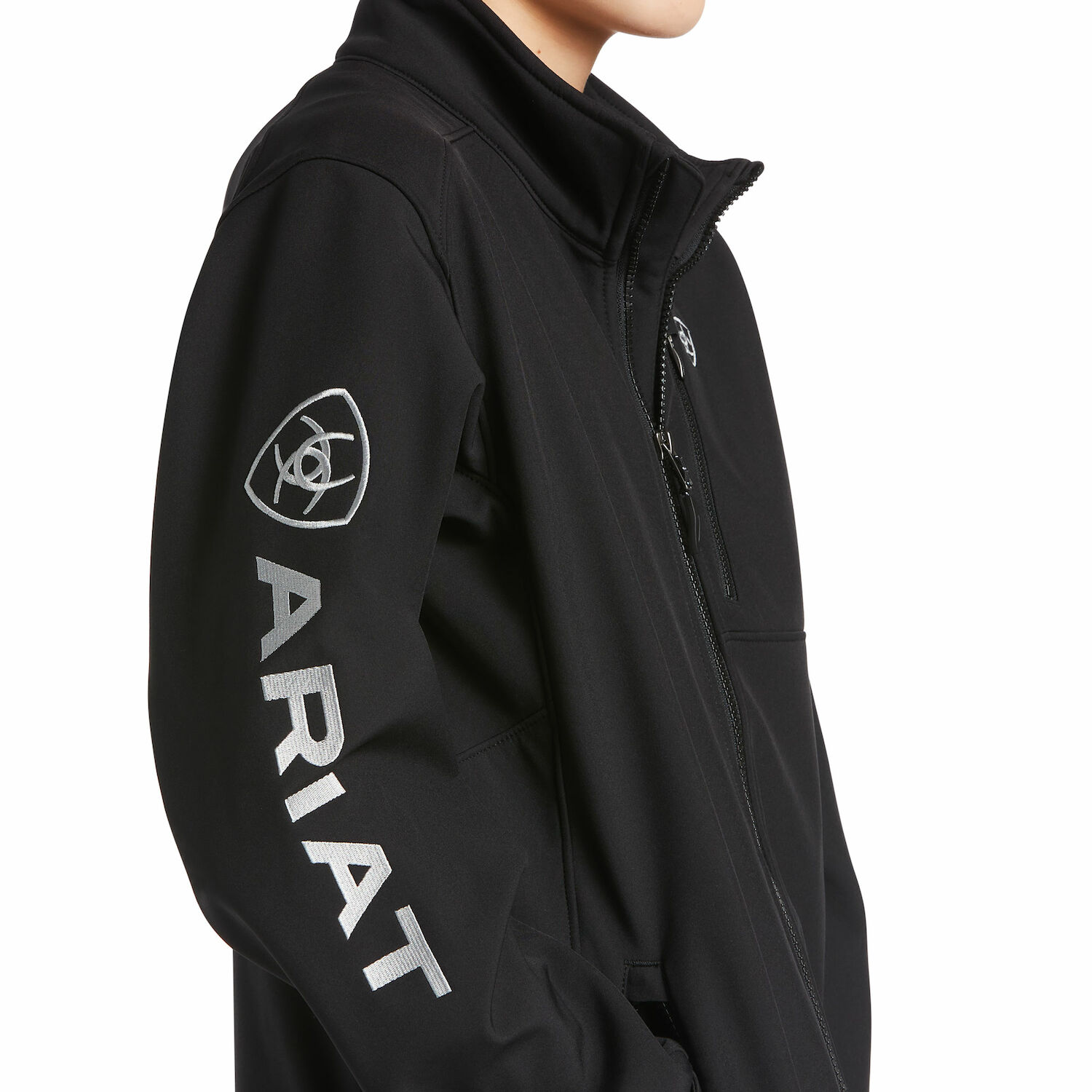 Ariat Boy's Logo 2.0 Softshell Jacket in Black/Silver