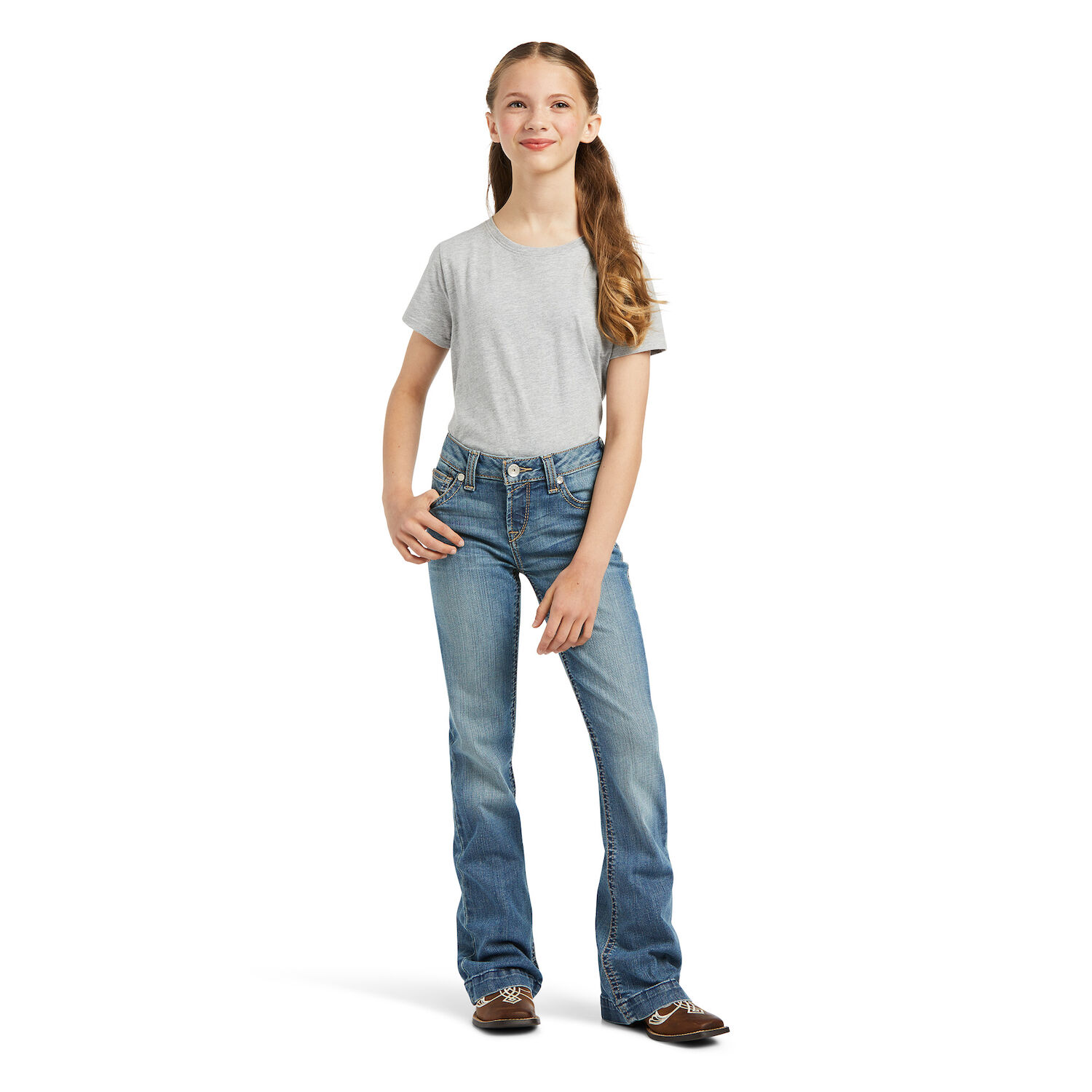 Ariat Girls R.E.A.L. Allessandra Wide Leg Jean in Antartica