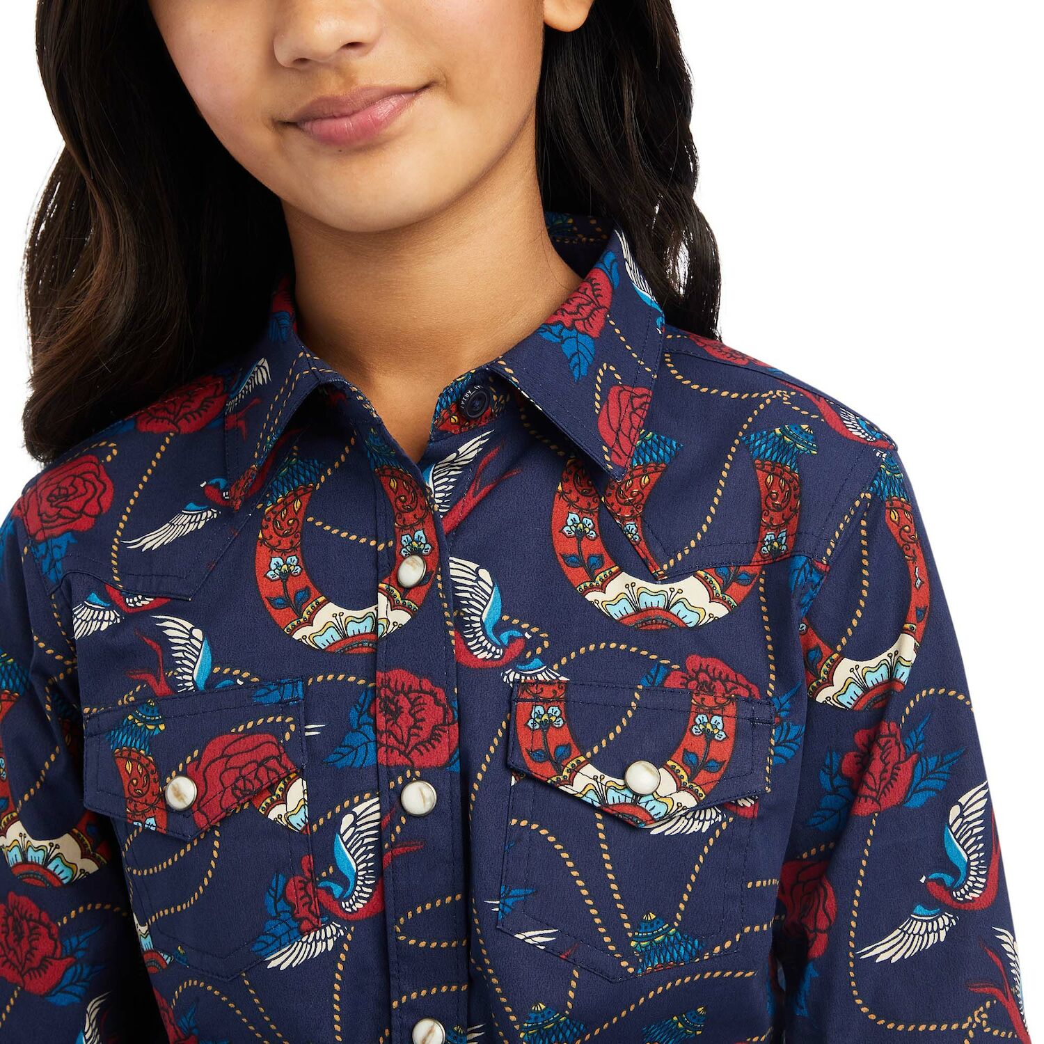 Ariat Girls REAL Rose Shirt in Ropey Rose Print