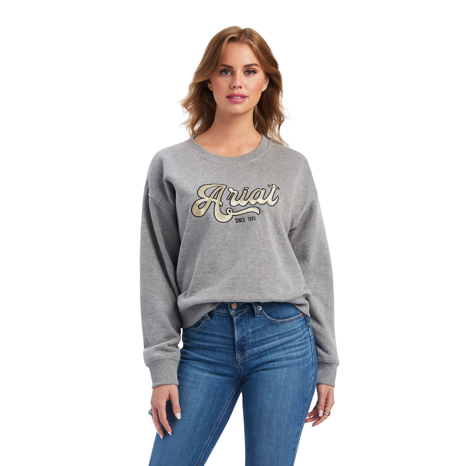 Ariat Women's R.E.A.L. Metallic Varsity Logo Sweatshirt