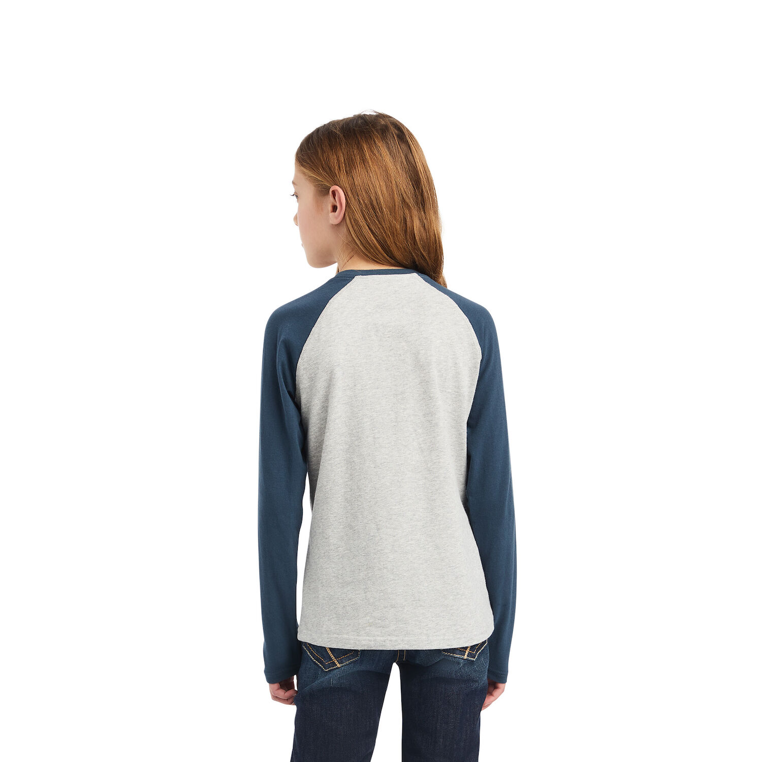 Ariat Girls REAL Zuma Baseball Shirt in Heather Grey