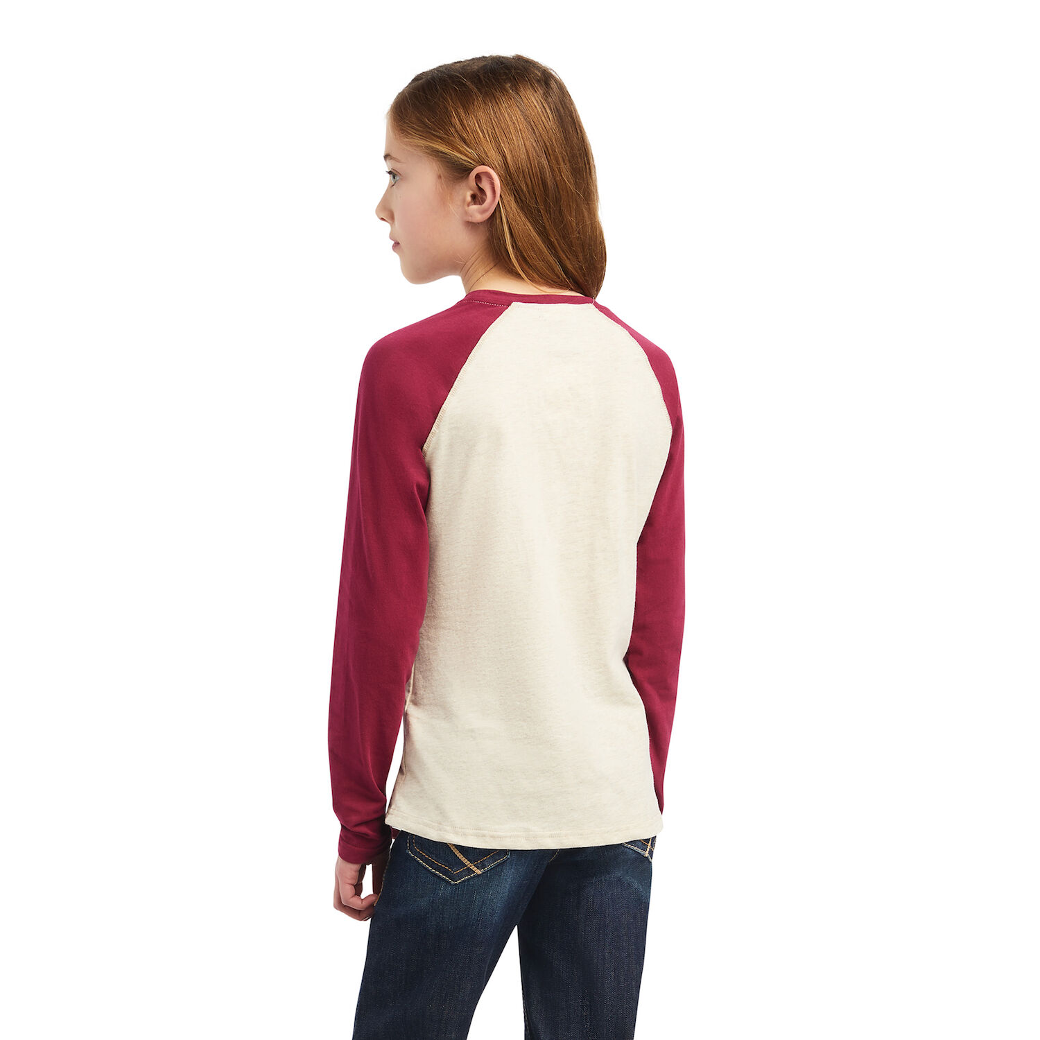 Ariat Girls REAL Zuma Baseball Shirt in Oatmeal Heather