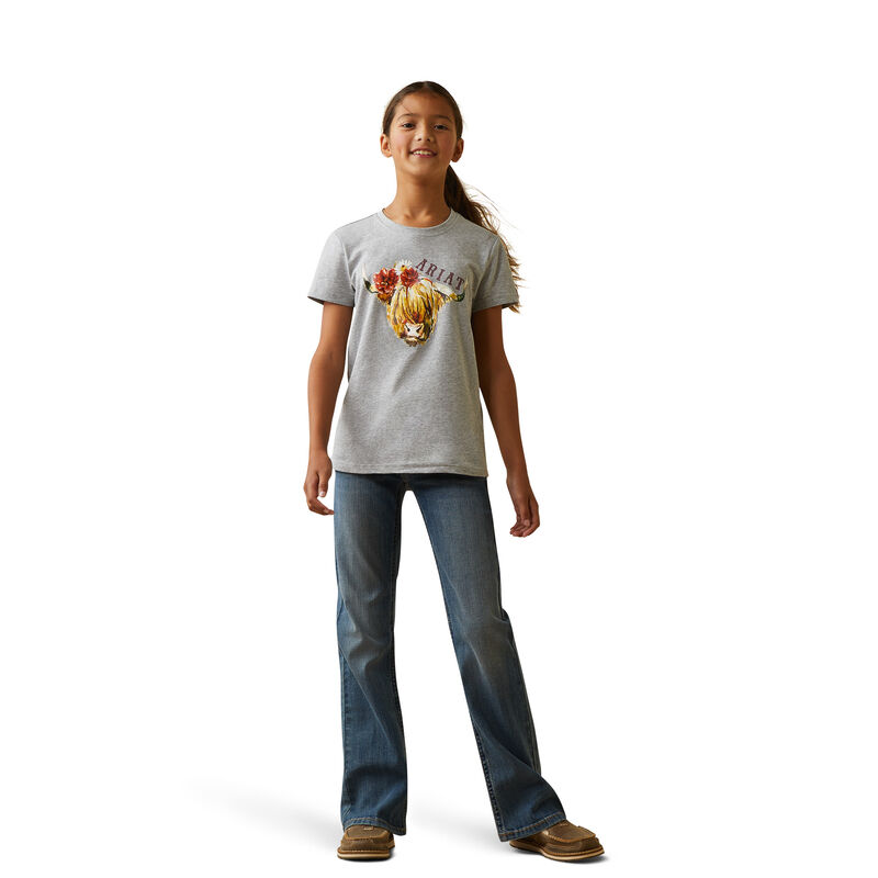 Girl's Highlander Rose Short-Sleeve Shirt in Gray