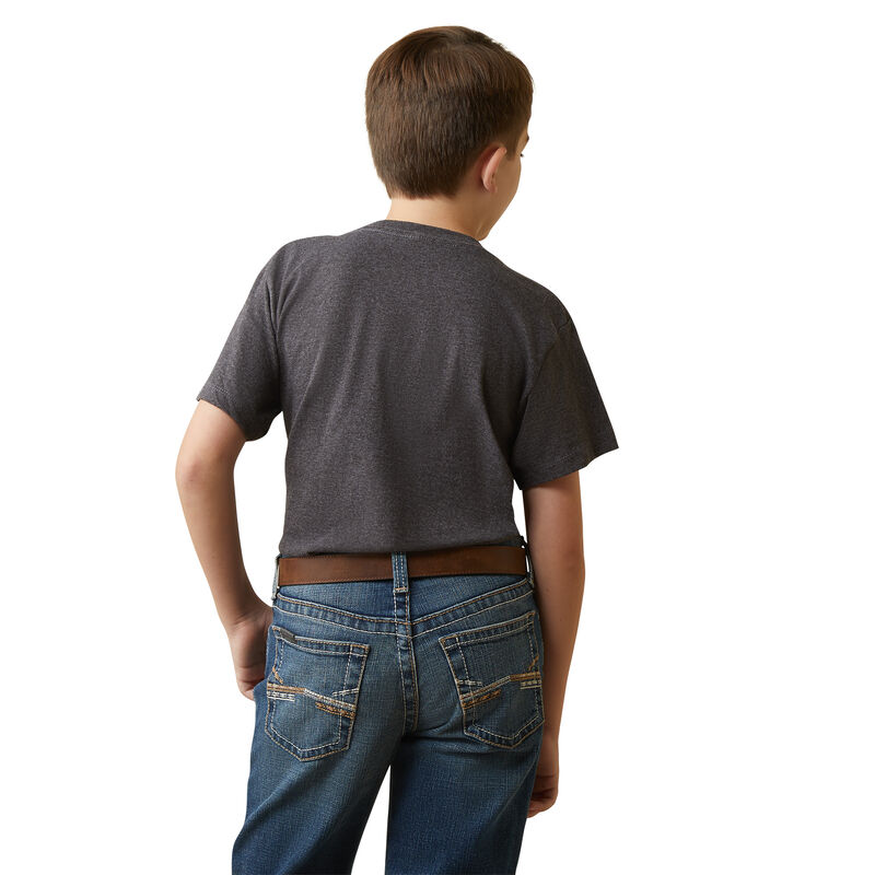 Boy's Ariat Barbed Wire Steer T-Shirt in Charcoal