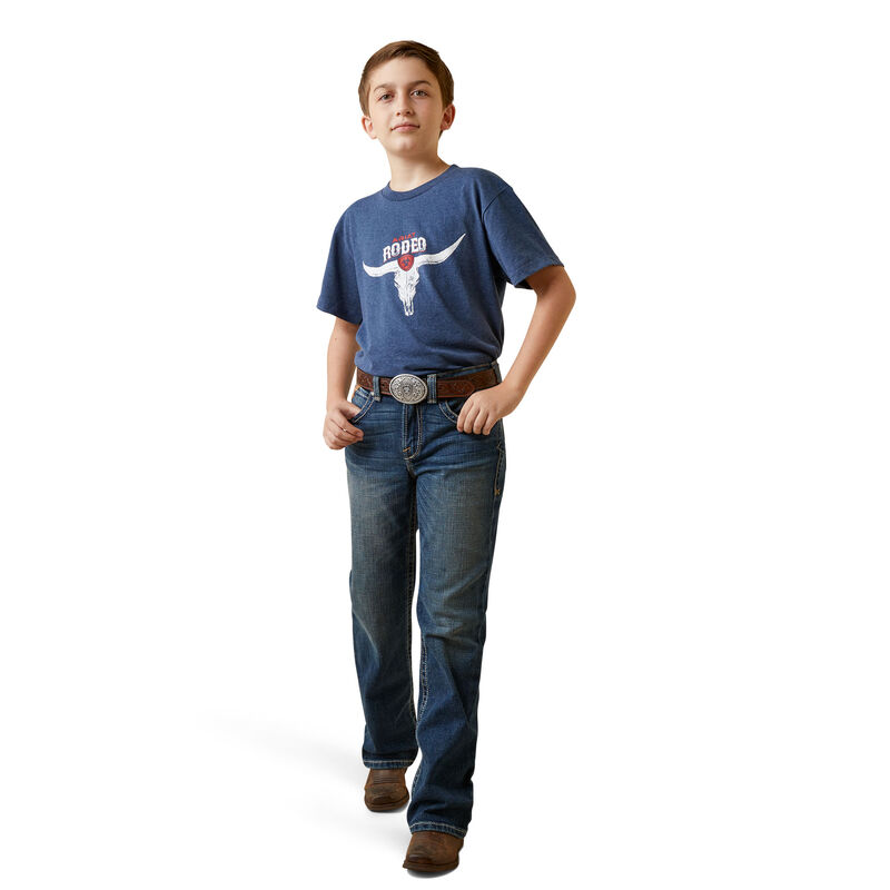 Boy's Ariat Rodeo Skull Tee in Navy