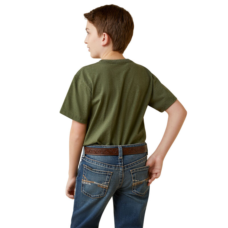 Boy's Ariat Center Fire Tee in Green