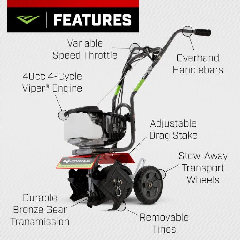 Earthquake MC440 40cc Gas Cultivator, 10 in.
