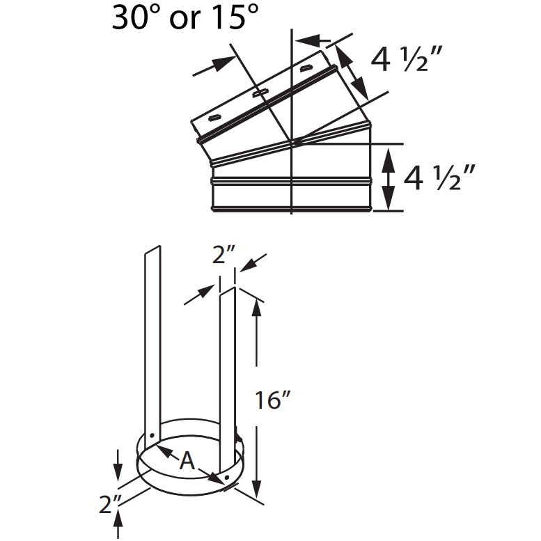 DuraVent DuraTech Stainless Steel 30° Elbow Kit, 6-In