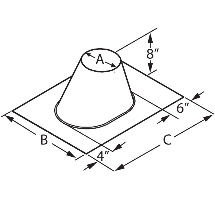 DuraVent DuraTech Adjustable Size Roof Flashing, 6-In, 7/12-In To 12/12-In Pitch